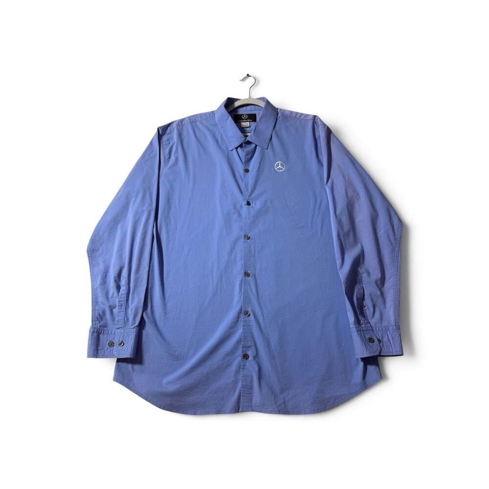 Mercedes-Benz Official Collection Men's Blue Long Sleeve Button-Up Dress Shirt